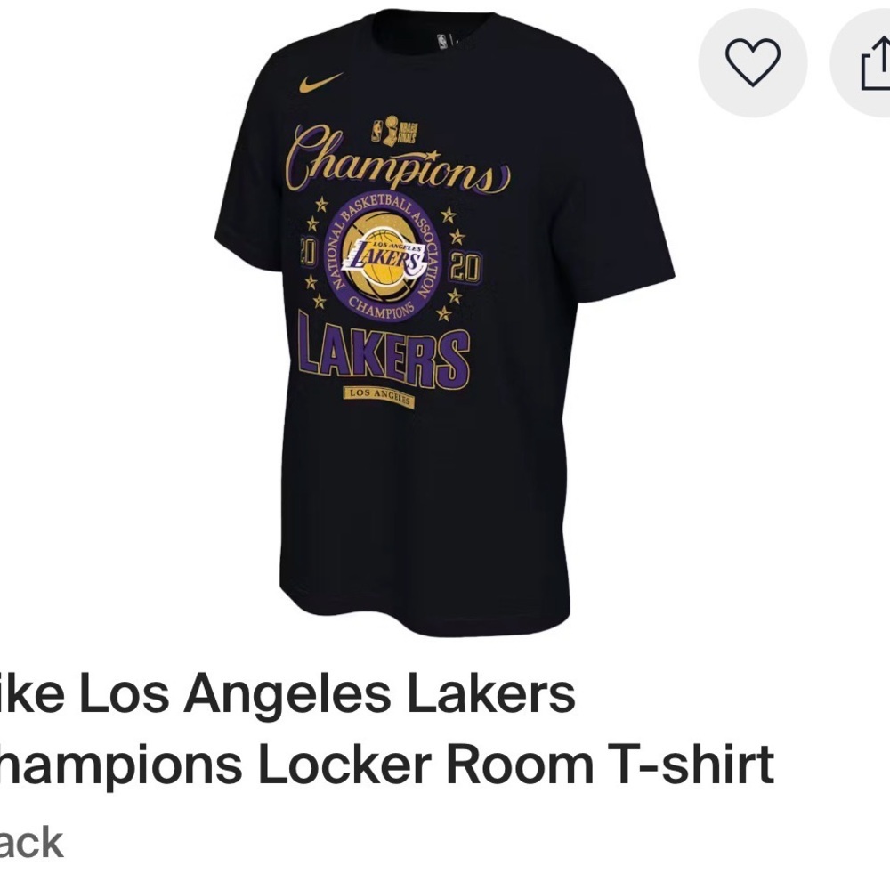 Nike Black Lakers Champions OFFICIAL LOCKER ROOM Graphic Tee -🏀Collectors